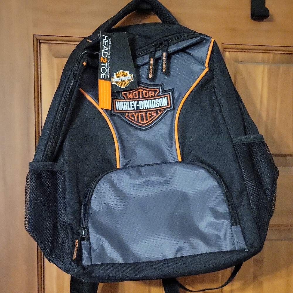 Harley-Davidson Black, Gray & Orange Logo Backpack for Men